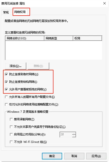 配置网络权限